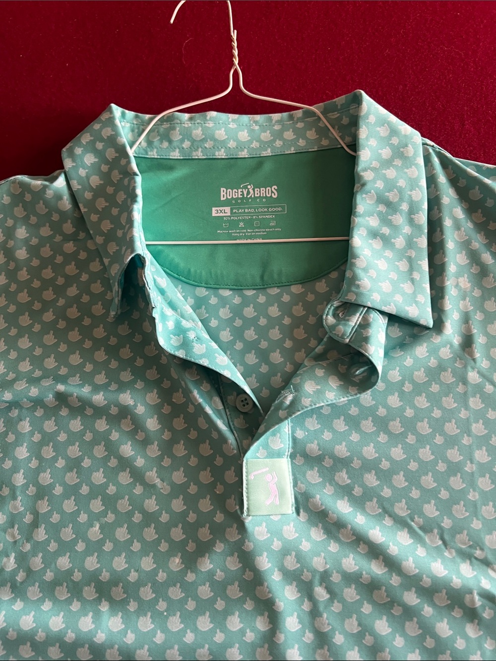 Bogey Bros Men’s Mint Green Printed Polo
